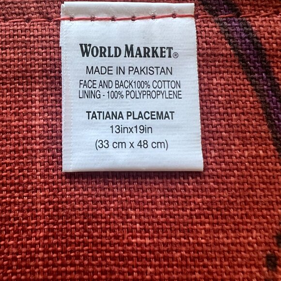 Discontinued World Market Pattern Tatiana Set of 4 100% Cotton Fabric Placemats - Picture 3 of 8